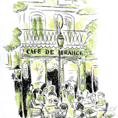 Cafe de France Zeichnung