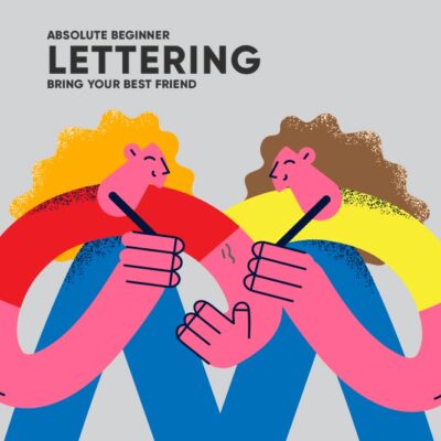 Illustration zwei Mädchen beim Handlettering