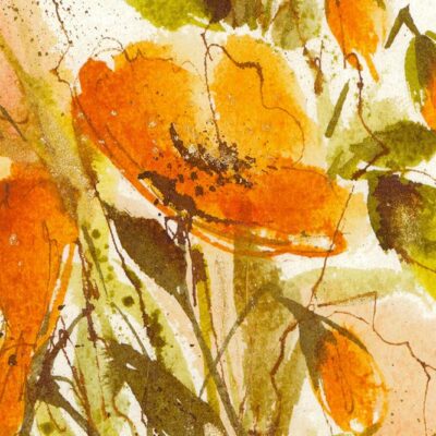 Orange Blumen Aquarell