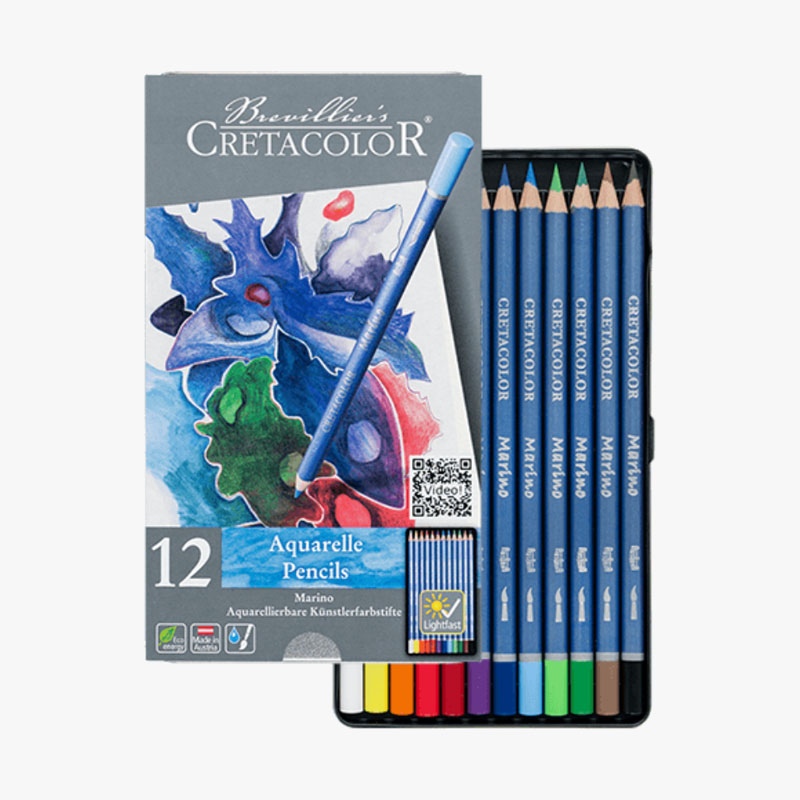CRETACOLOR Marino Künstler-Aquarellfarbstift 12 Farben Set