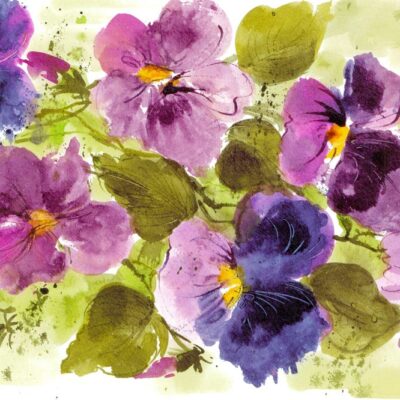 Veilchen Tusche Aquarell Brigitte Lehner