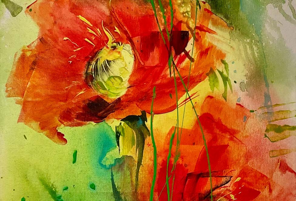 Waltraud Nawratil Aquarell Blumen Mohn