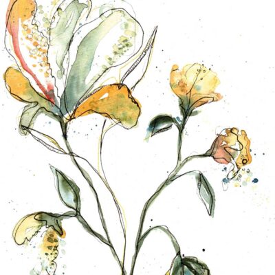 Aquarellbild mit Blume