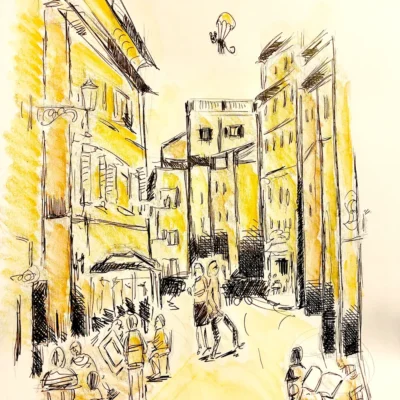 Bleistiftillustration Stadt
