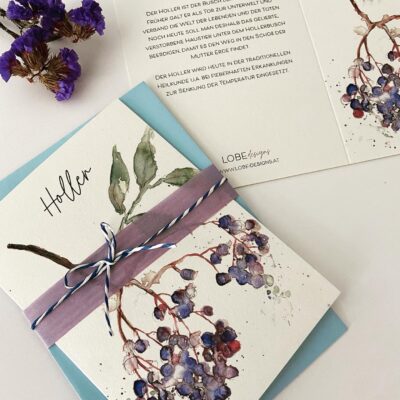 Grußkarte Lobe Designs Aquarell Holler