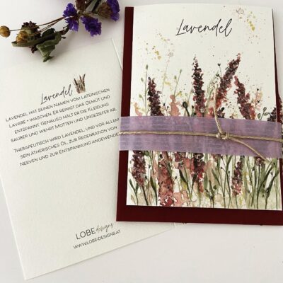 Grußkarte Lobe Designs Aquarell Lavendel