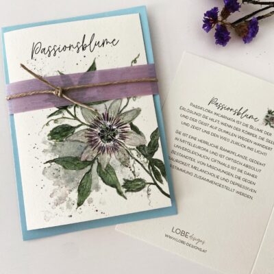 Grußkarte Lobe Designs Aquarell Passionsblume