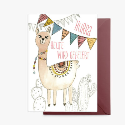 Lobe Design Grußkarte Alpaka