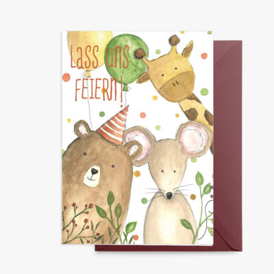 Grußkarte Lobe Designs Tierparty